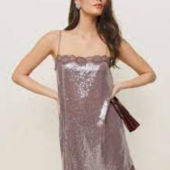 Nadene Sequin Lace Mini Dress - Picture 1 of 4